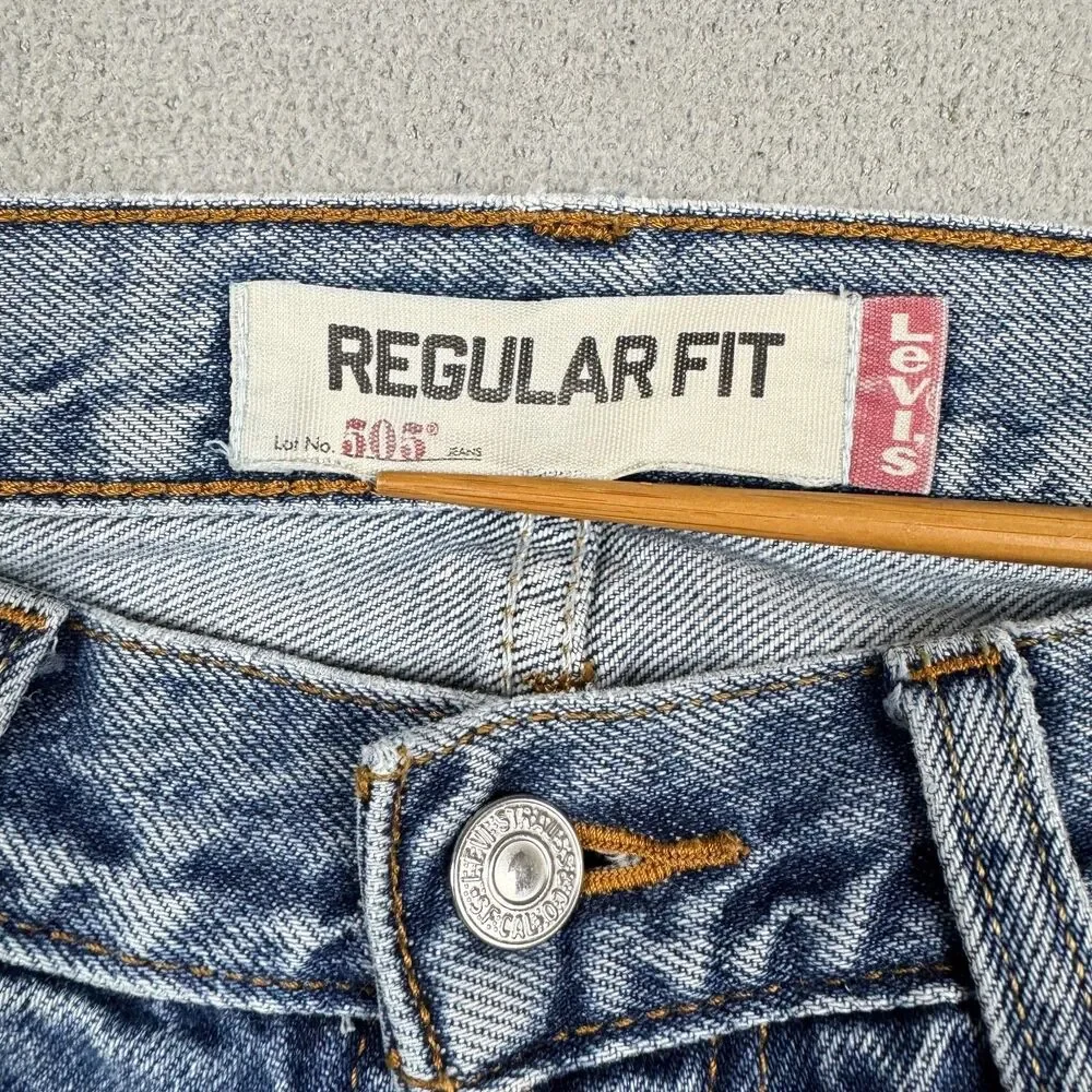 Levis 505 Jeans 32x32 Men's Regular Fit Light Wash Distressed Faded Denim